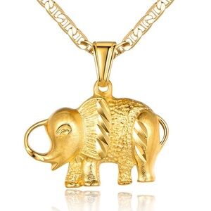 Hazel 18K Gold Plated Elephant Necklace with Flat Marina 20 in Chain